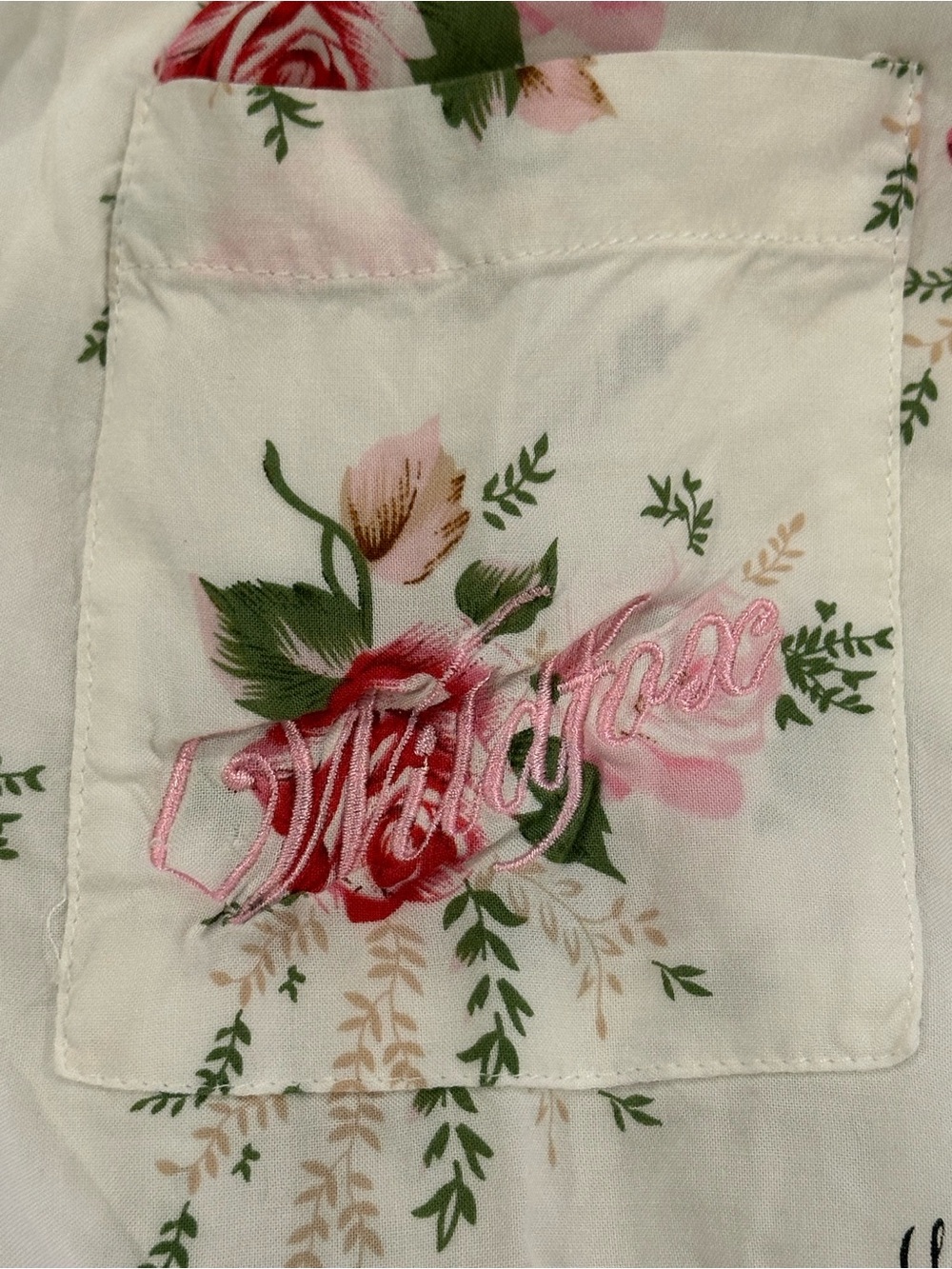 Wildfox White Floral Lace-Trim Robe with Pink Roses - Picture 4 of 10